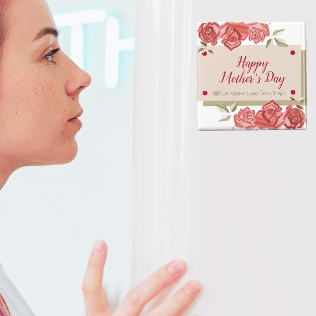 White Red Roses Unique Modern Happy Mothers Day Magnet (Creator Uploaded)