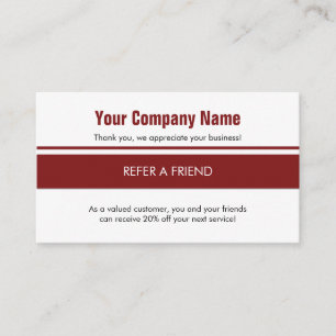 White Red Simple Border Referral Card