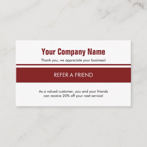White Red Simple Border Referral Card