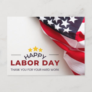 White red simple labor day  postcard