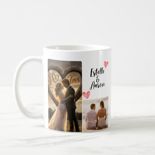 White Red Simple Photo personalized Couple Mug