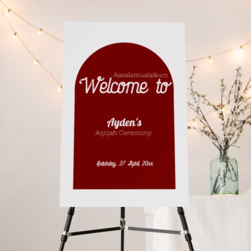 White Red Solid Color Baby Shower Welcome Sign