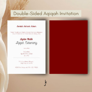 White Red Solid Color Plain, Aqiqah Baby Shower Invitation