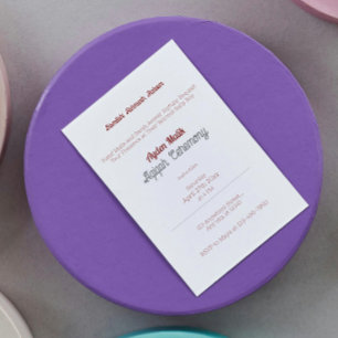 White Red Solid Color Plain, Aqiqah Baby Shower Invitation