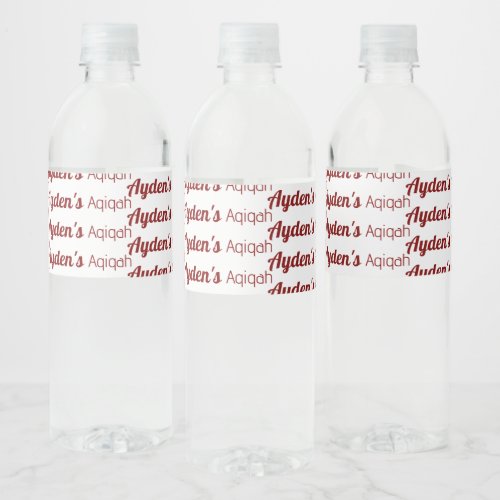 White Red Solid Color Plain Aqiqah Baby Shower Water Bottle Label