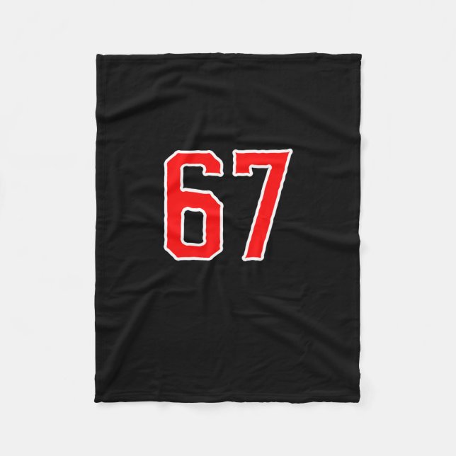 White Red Sports Team Number #67 Swea  Fleece Blanket (Front)