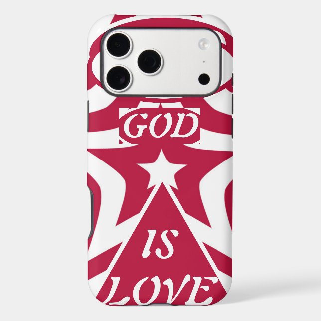 White & Red Star - Bold Contrast "God Is Love"  iPhone Case (Back)
