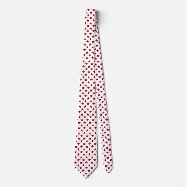 White Red Star Pattern Work, Graduation, Gift Neck Tie (Front)