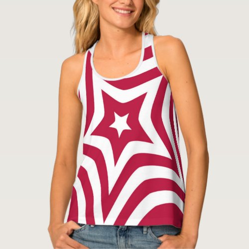 White  Red Star Stylish Women All_Over Print Art Tank Top