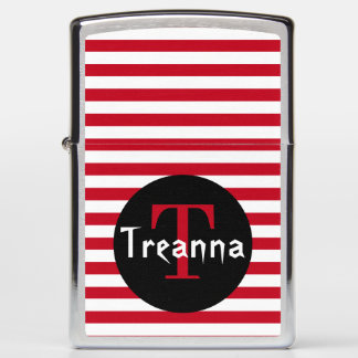 White & Red Striped Zippo Lighter