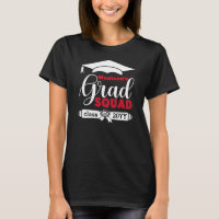 White & Red Text Custom Women Black Grad Squad