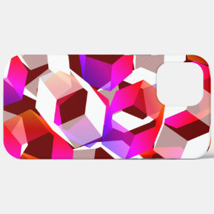 White, red to pink hexagons on dark red background iPhone 12 pro max case