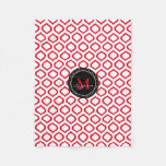 White Red Trellis Pattern Fleece Blanket