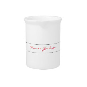 White Red Trendy Handwriting Plain Creative Modern Beverage Pitcher