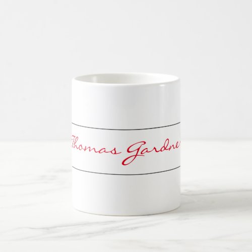 White Red Trendy Handwriting Plain Creative Modern Coffee Mug