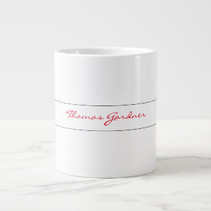 White Red Trendy Handwriting Plain Creative Modern Giant Coffee Mug