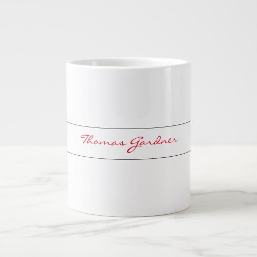 White Red Trendy Handwriting Plain Creative Modern Giant Coffee Mug