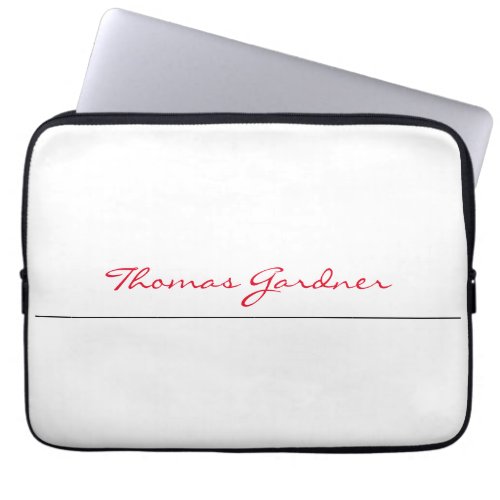 White Red Trendy Handwriting Plain Creative Modern Laptop Sleeve