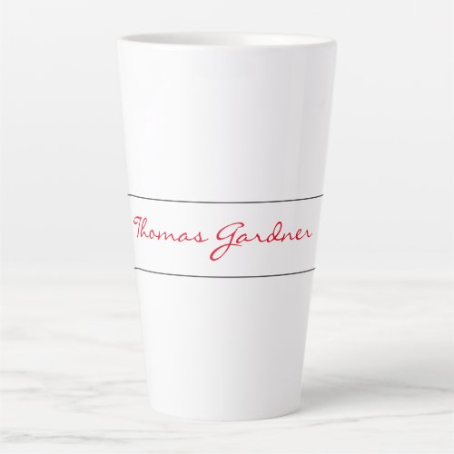 White Red Trendy Handwriting Plain Creative Modern Latte Mug