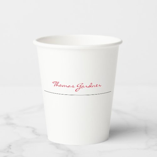 White Red Trendy Handwriting Plain Creative Modern Paper Cups