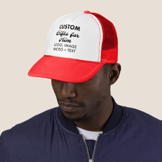 White & Red Trucker Hat Custom Gifts for Him