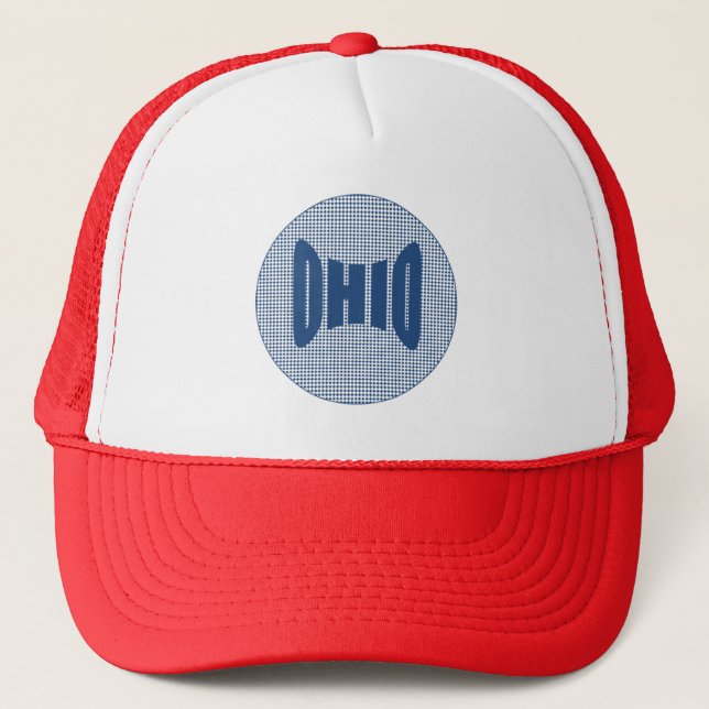 White red Trucker Hat  DESIGN  OHIO (Front)