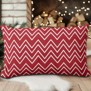 White Red Winter Festive Lumbar Pillow