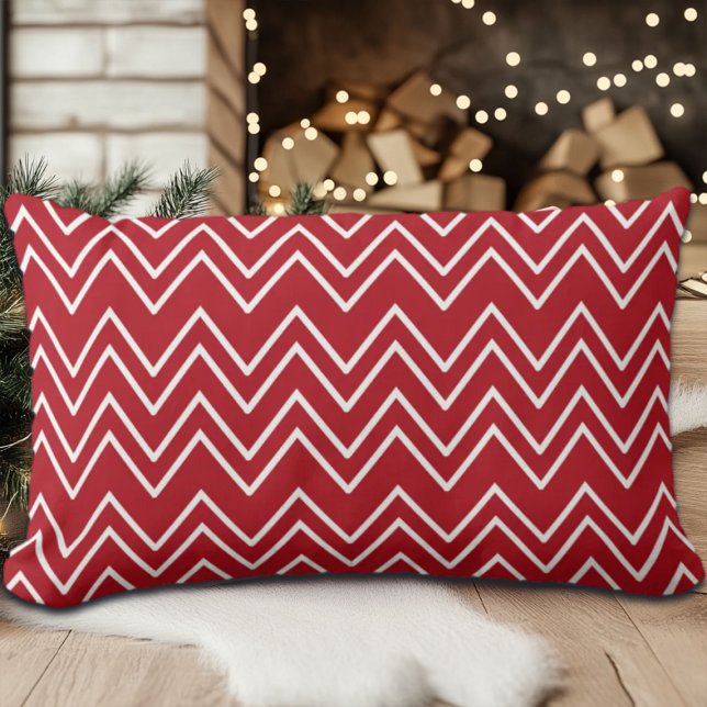 White Red Winter Festive Lumbar Pillow (Creator Uploaded)
