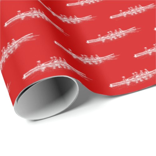 White Red Women Rowing Rowers Crew Team Sports Wrapping Paper