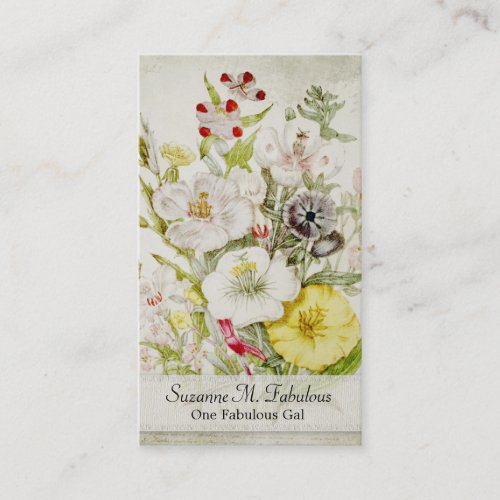 White Red Yellow Flower Bouquet Business Card