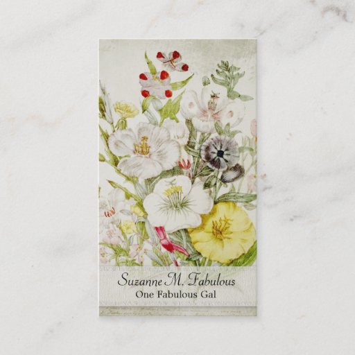 Customizable White Red Yellow Flower Bouquet Business Card