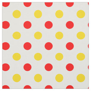White Red Yellow Polka Dots Design  Fabric