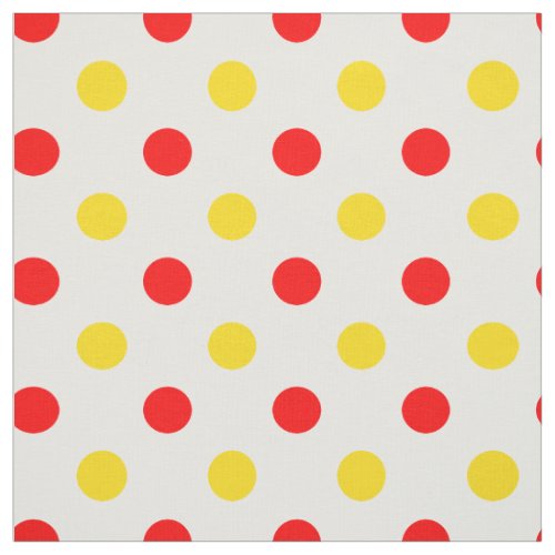 White Red Yellow Polka Dots Design  Fabric