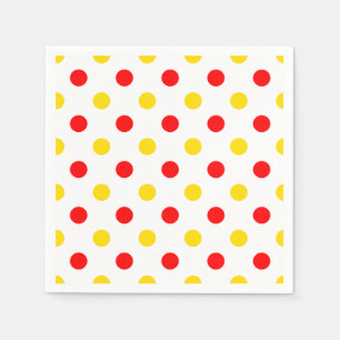 White Red Yellow Polka Dots Design Napkins