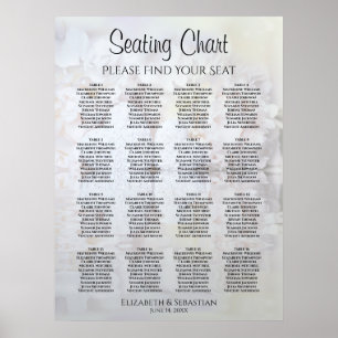 White Reflections 16 Table Wedding Seating Chart