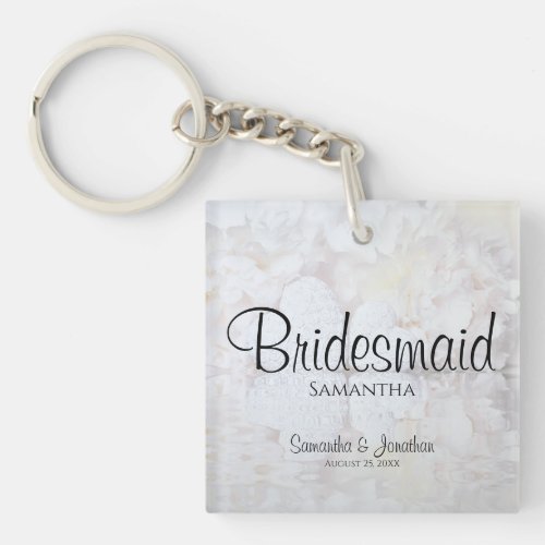 White Reflections Bridesmaid Wedding Favor Keychain