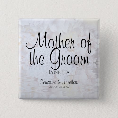 White Reflections Mother of the Groom Nametag Button