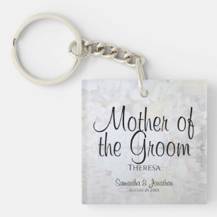 White Reflections Mother of the Groom Wedding Keychain