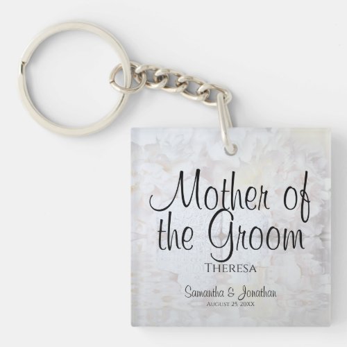 White Reflections Mother of the Groom Wedding Keychain