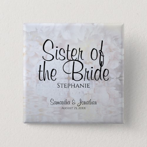 White Reflections Sister of the Bride Nametag Button