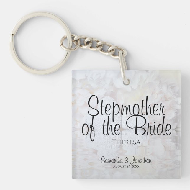 White Reflections Stepmother of the Bride Wedding Keychain (Front)