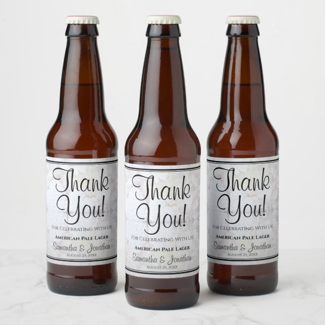 White Reflections Thank You Wedding Beer Bottle Label (Bottles)