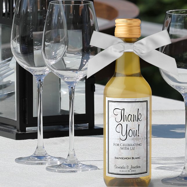 White Reflections Thank You Wedding Mini Wine Label (Creator Uploaded)