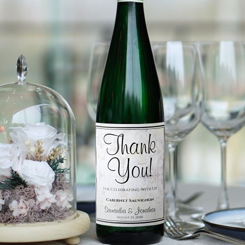 White Reflections Thank You Wedding Wine Label