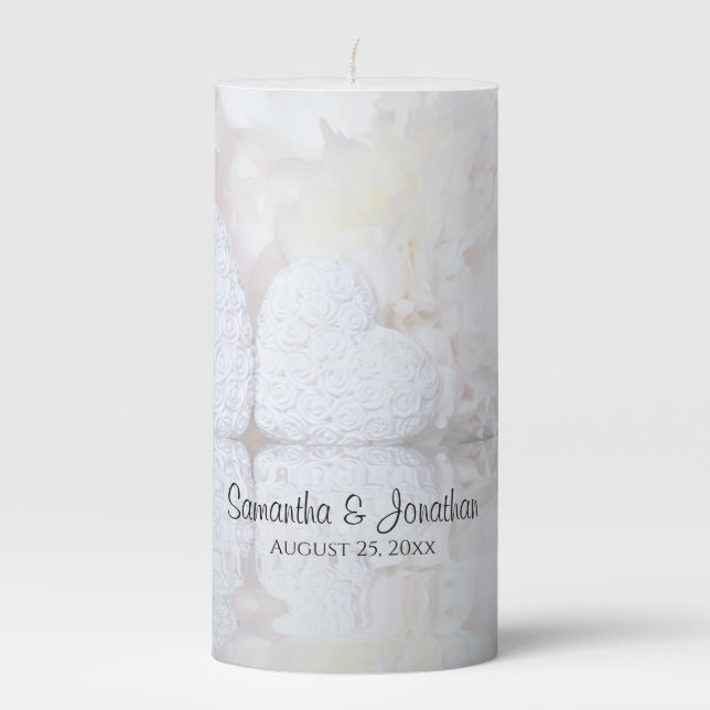 White Reflections Wedding Pillar Candle (Front)