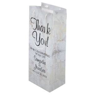 White Reflections Wedding Thank You Wine Gift Bag