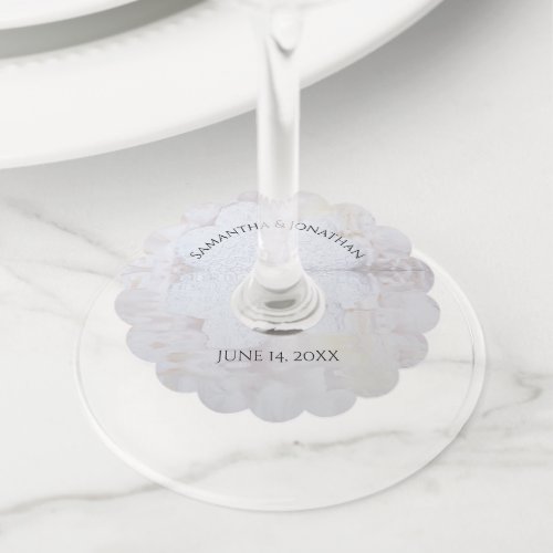 White Reflections Wedding Wine Glass Tags