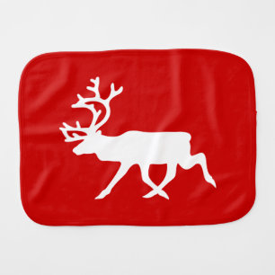 White Reindeer / Caribou Silhouette Baby Burp Cloth