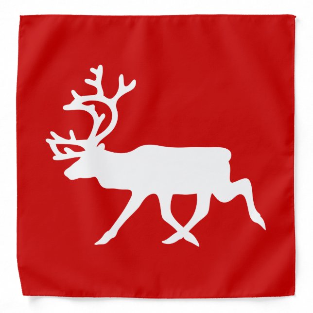 White Reindeer / Caribou Silhouette Bandana (Front)