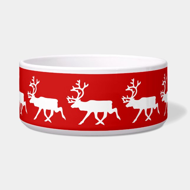 White Reindeer / Caribou Silhouette Bowl (Front)